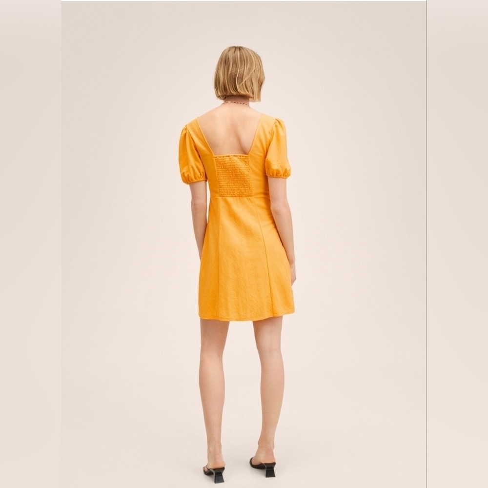 Mango Flowy puffed-sleeve dress, Size 6 - Picture 3 of 6